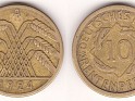 Rentenmark - 10 Rentenpfennig - Germany - 1922 - Aluminum-Bronze - KM# 33 - 21 mm - 0